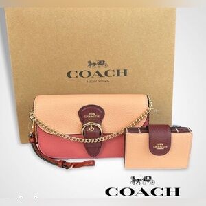 Coach KLEO In Colorblock Leather Shoulder/Crossbody And Matching Wallet Set